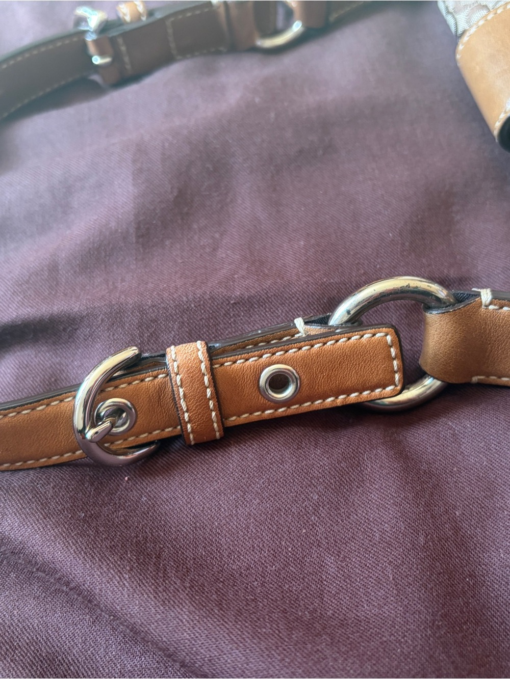 Coach Brown Signature Canvas Shoulder Bag with Leather Trim - Picture 7 of 7